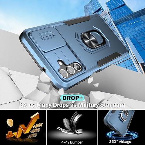 Miniatura 4 de Jasmeas Funda para Samsung Galaxy A13 5G 2 protectores de pantalla Funda resistente con soporte de anillo y cubierta de cámara deslizante, carcasa