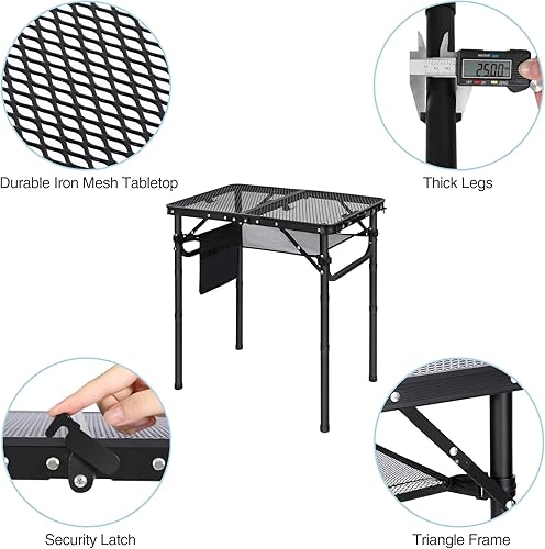 Miniatura 3 de RedSwing Mesa plegable para parrilla, mesa de aluminio ligera de altura ajustable con escritorio de malla y bolsa de malla para acampar al aire