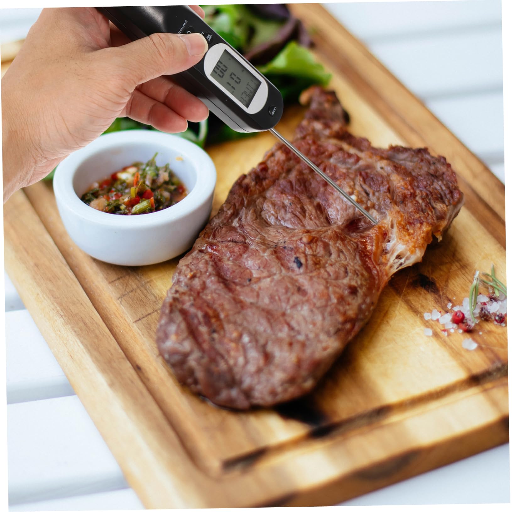 Termometro Digitale Carne per Cucina Bbq, USB Ricaricabile Nero