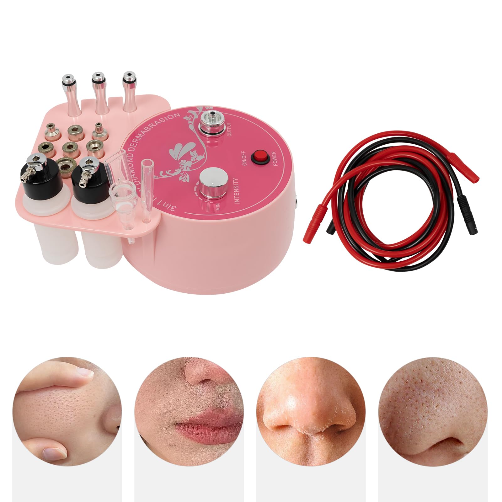 Máquina de dermoabrasión de microdermoabrasión de diamante 3 en 1,9 puntas de diamante,Succión ajustable,Cuidado integral de la piel,Limpio e hidratado