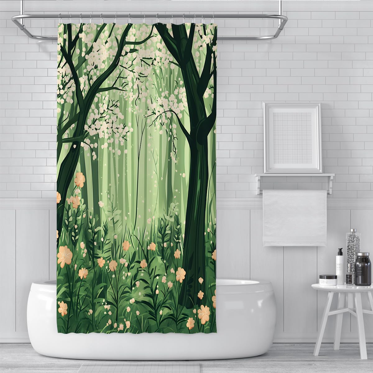 Rideau Douche Art Nature forêt Verdure Vintage W220xL180 cm