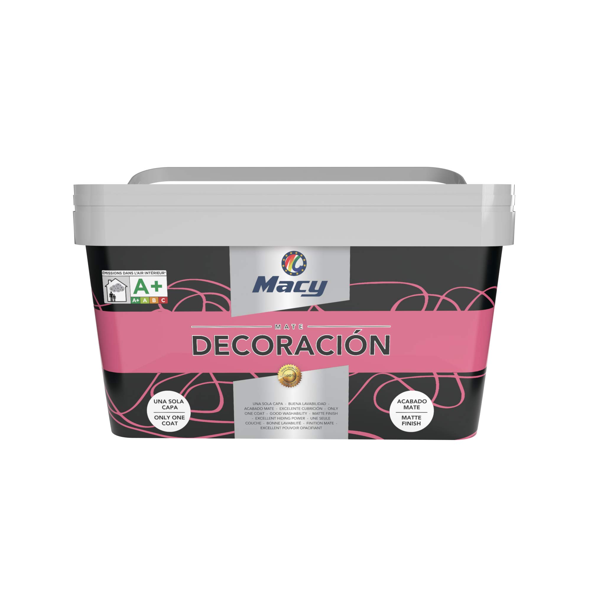 Pintura Plástica Mate Decoración Interiores Excelente Cubrición, Acabado Perfecto. 4 Litros. Color Fucsia