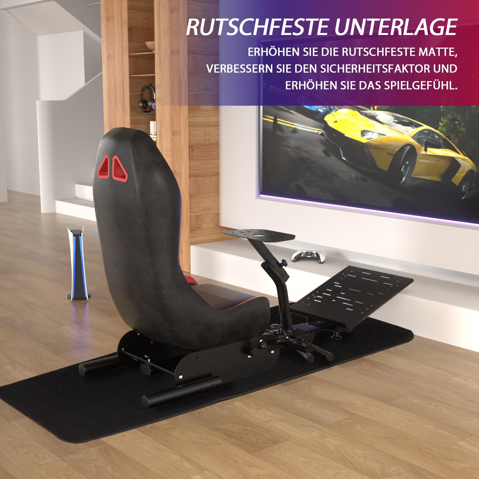 DIWANGUS Lenkradständer,Racing Wheel Stand mit Sitz Gaming Chair Fahrcockpit, Racing Seat für Logitech G923 G920 G29 G27 G25 & Thrustmaster T248X T248 T300Rs TX T150 PS4 PS5