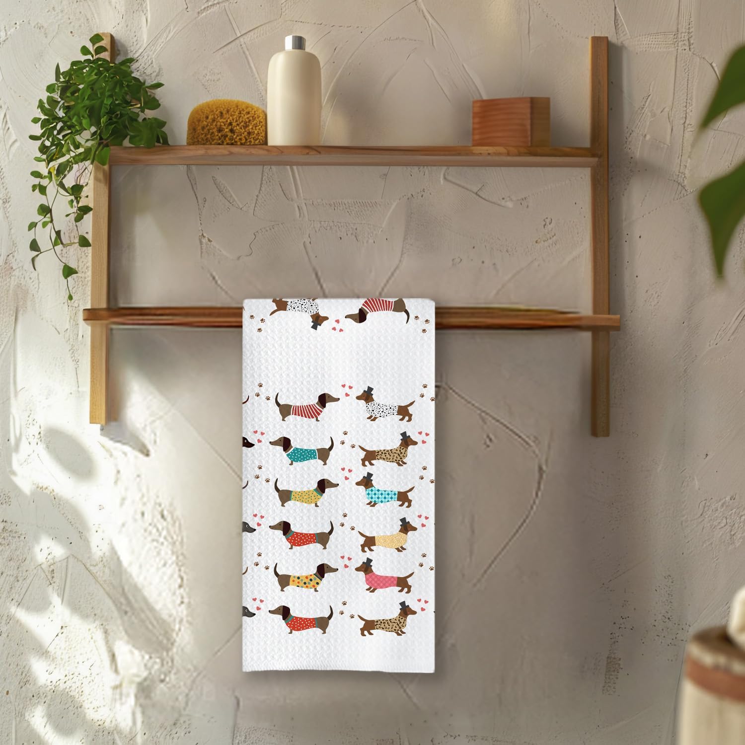 Chicimln Colorful Dachshund Kitchen Towels, Dachshund Gifts for Women Men Decorative Hand Towels for Bathroom, Weiner Dog Lover Gifts Dish Tea Towel Drying Cloth for Kitchen Decor, 16x24 Inch - Image 6