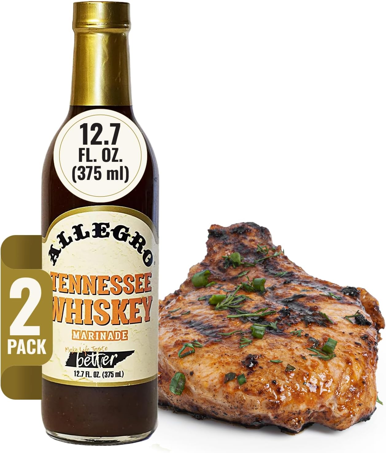 ALLEGRO - The Marinate Everything Marinades | Perfect Marinades for Meat & Veggies | Marinade for Grilling, Roasting & Cooking | Kosher & Gluten Free | 12.7 Oz (Pack of 2) - Tennessee Whiskey
