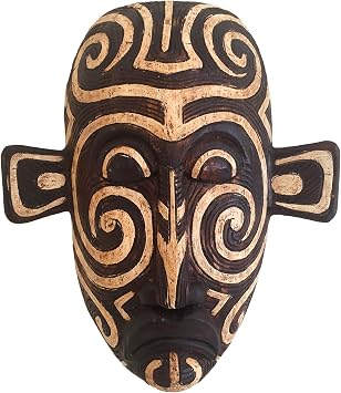 OMA African Mask Wood Carved African Tribal Wall Art Decor For Love And Fortune - Large Size