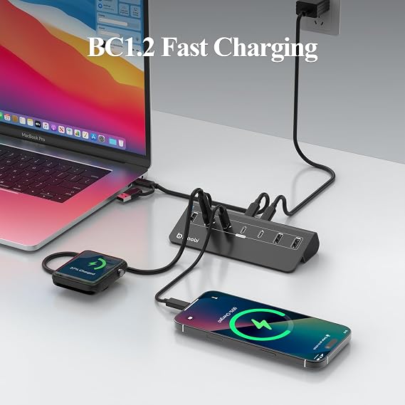 USB-C Hub,10Gbps USB Splitter with 4*USB-A and 3*USB-C Ports(Black)