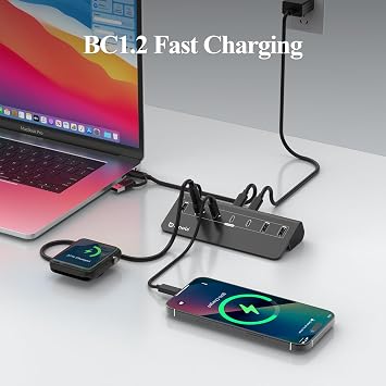 USB-C Hub,10Gbps USB Splitter with 4*USB-A and 3*USB-C Ports(Black)