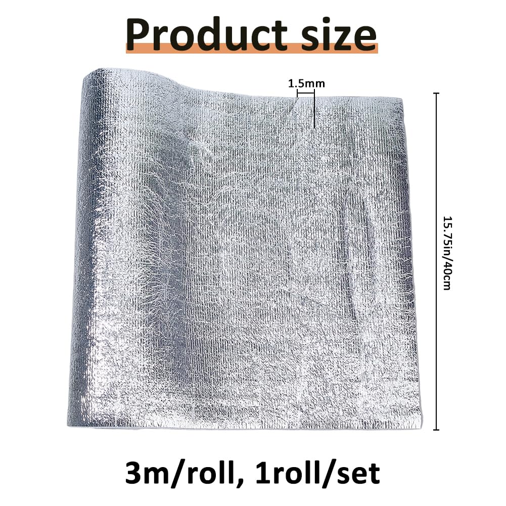 SUPERFINDINGS 1 rotolo da 3 m/3,28 yards lana di cotone resistente al calore, 0,4 m/15,8 pollici, larghezza pellicola di alluminio, calore riflettente, imbottitura termica per presine, guanti da forno