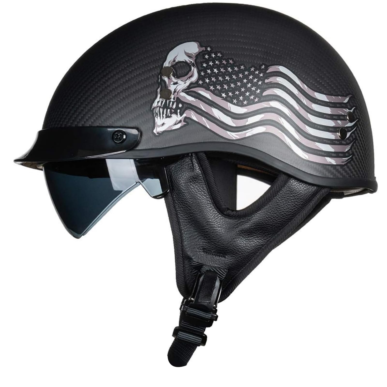 VCOROS Carbon Fiber Open Face Sun Shield Crusie Motorcycle Helmet