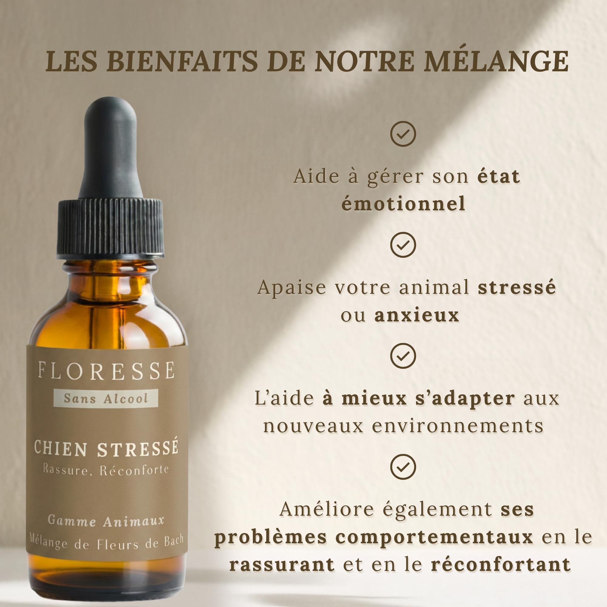 Conseil Fleur de Bach® – Fleurs de Bach Chien Stressé 30ml +1 OFFERT – Cure complète – Stress, anxiété, agitation – Chien apaisé et serein – "SANS ALCOOL" - Élixir floral traditionnel – Lot 2 flacons