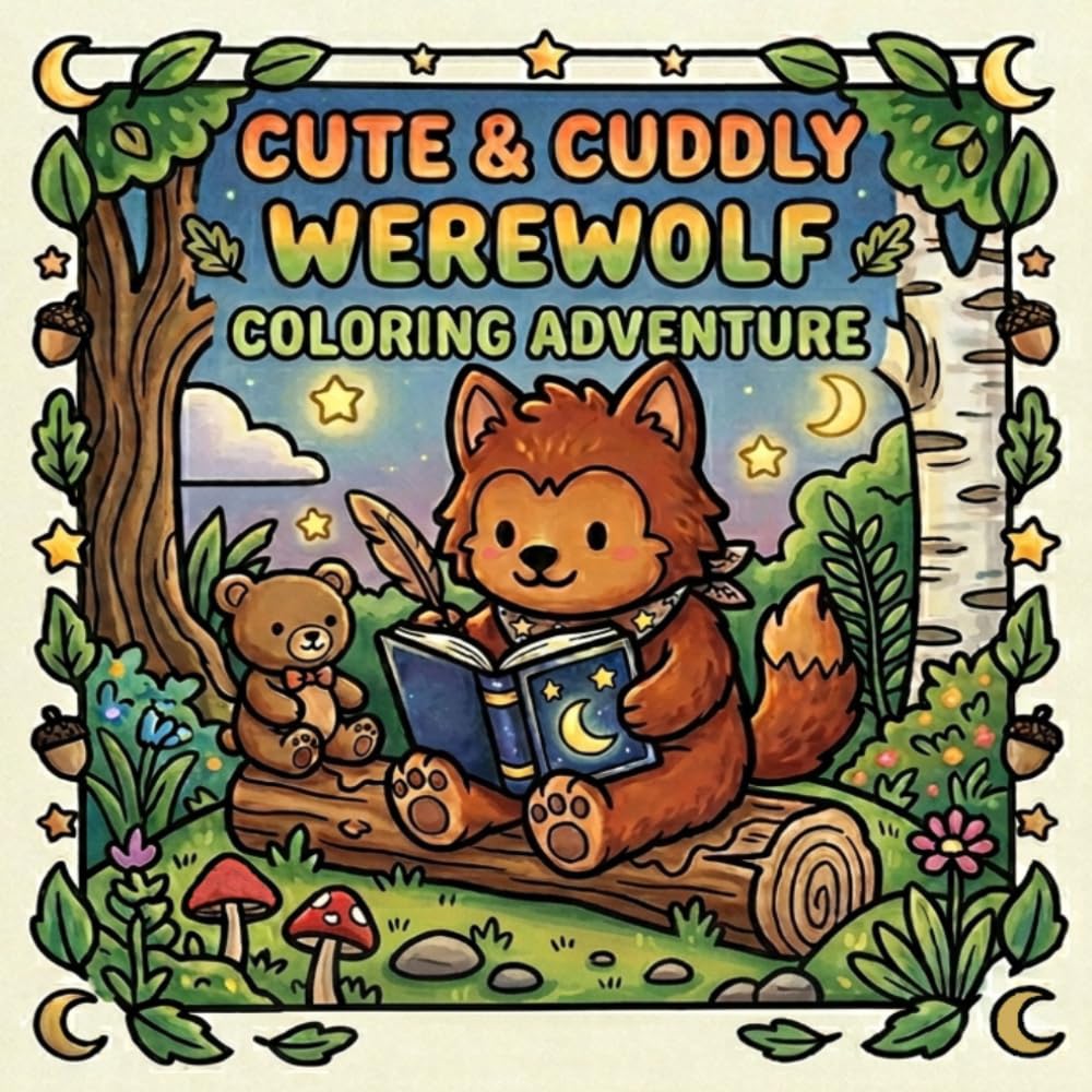 Cute & Cuddly Werewolf Coloring Adventure: A Cozy Forest Coloring Book for Kids, Teens, and adults with Super Bold Lines 50+ Enchanting Pages of Friendly Creatures and Magical Groves