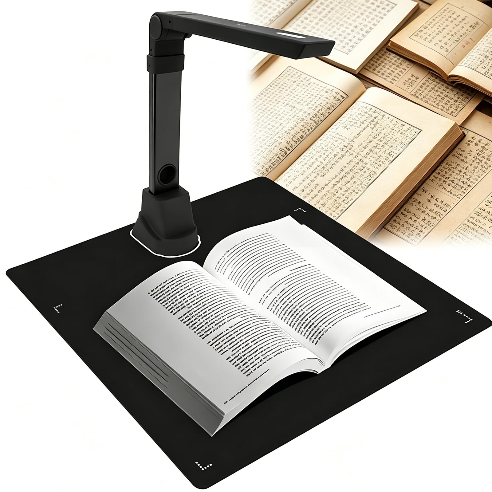 Scanner per documenti con OCR, HD Overhead Book Scanner con display in tempo reale, scanner portatile per ufficio, scuola e affari