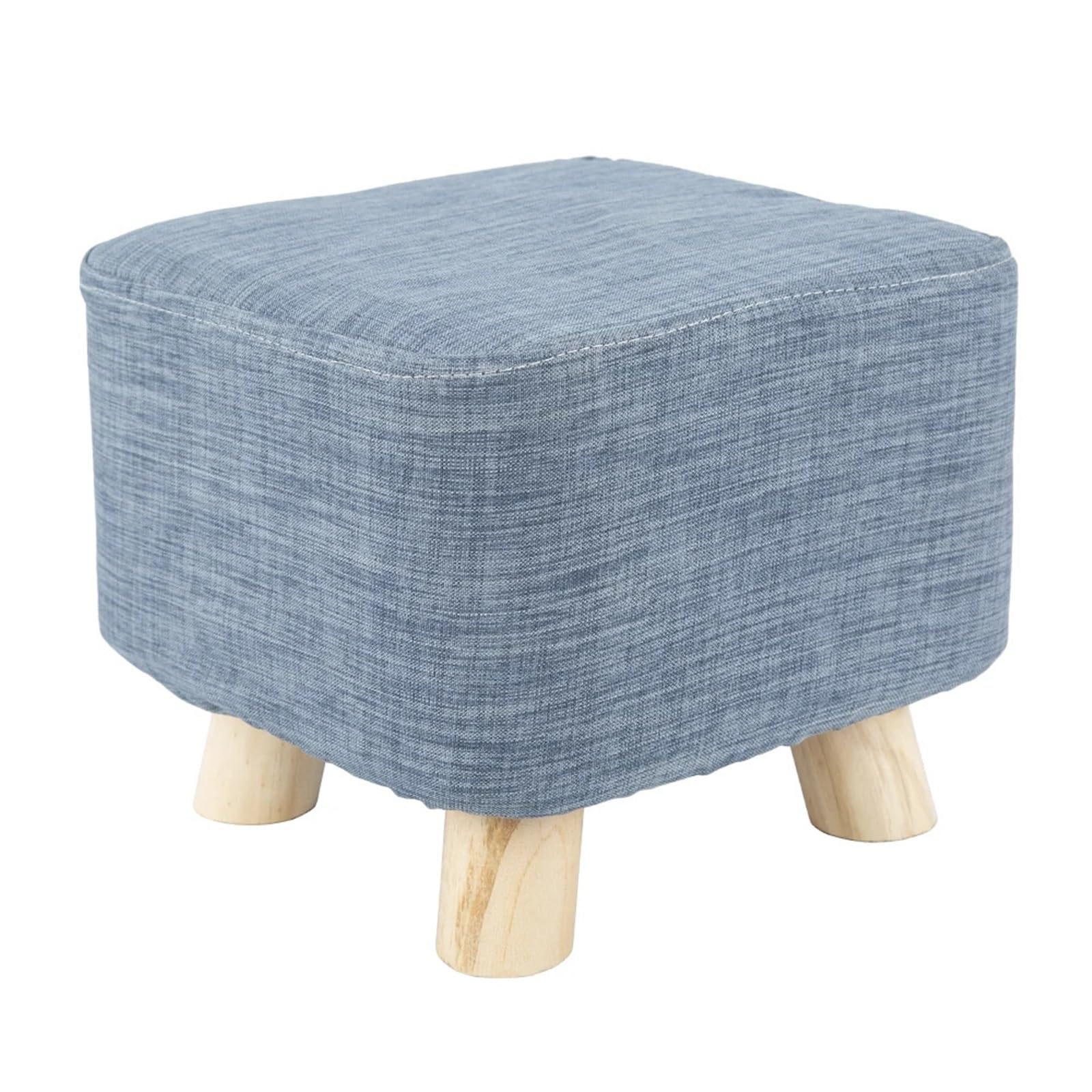 Tabouret en tissu et bois massif carré repose-pieds salon