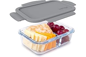 Bentgo Glass Snack - Leak-Proof Bento-Style Snack Container with Airtight Lid and Divided 2-Compartment Design