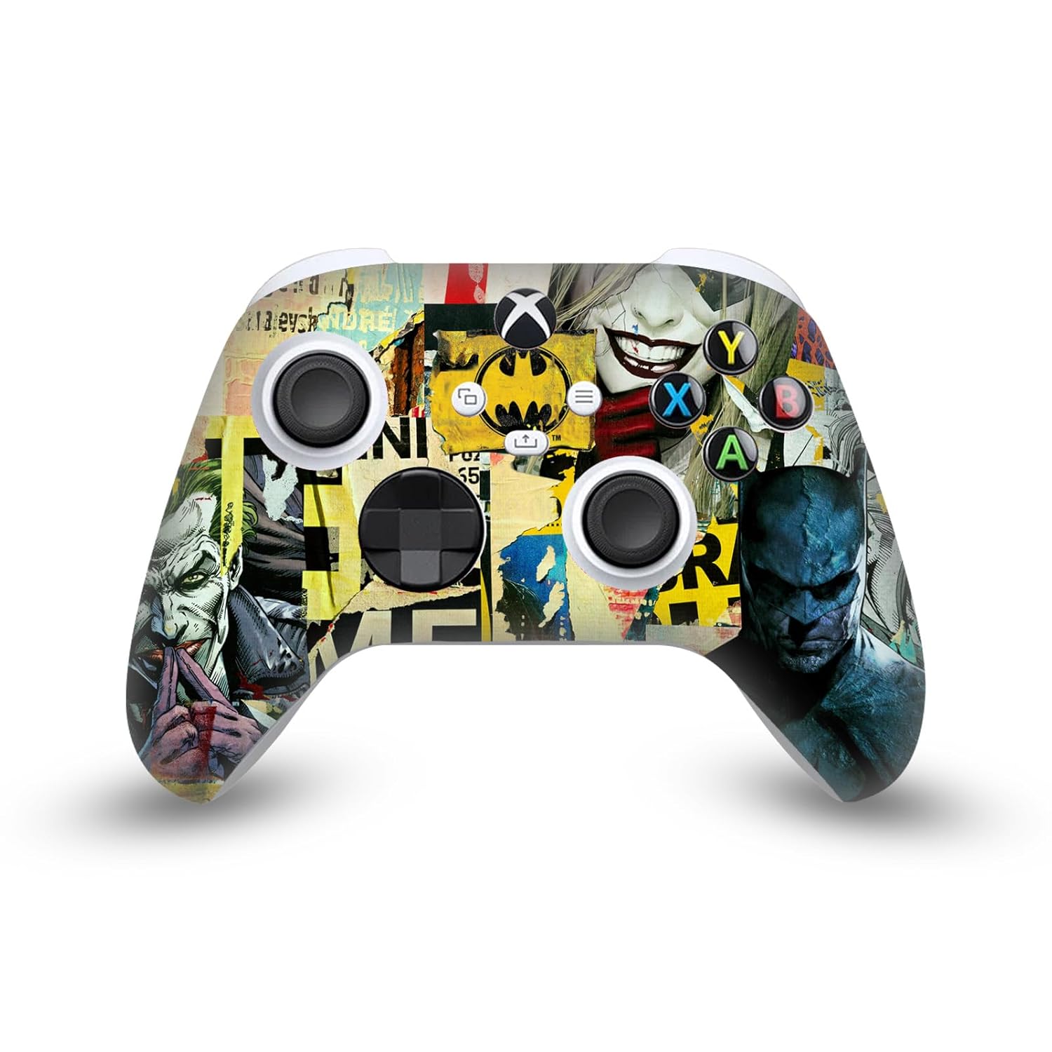 Head Case Designs Officially Licensed Batman DC Comics Torn Collage Logos And Comic Book Game Console Wrap and Game Controller Skin Bundle Compatible With Xbox Series X