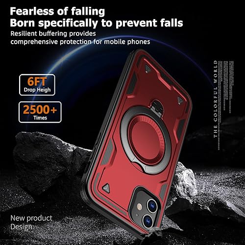 Miniatura 5 de Funda magnética para iPhone 11, compatible con MagSafe, con 1 protector de pantalla de vidrio templado, anillo de soporte integrado de grado