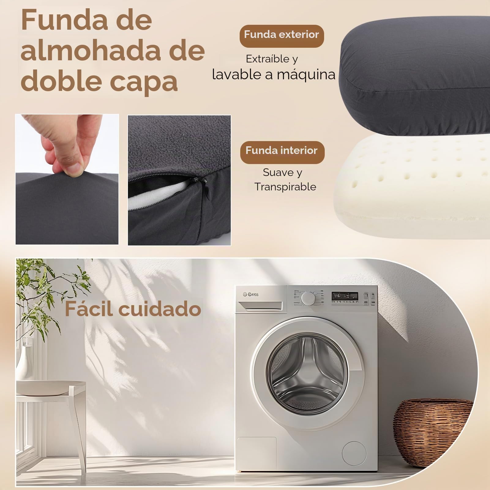 Almohada de espuma viscoelástica para camping, cojín de playa portátil de rebote lento para viajes al aire libre, mochileros y caminatas