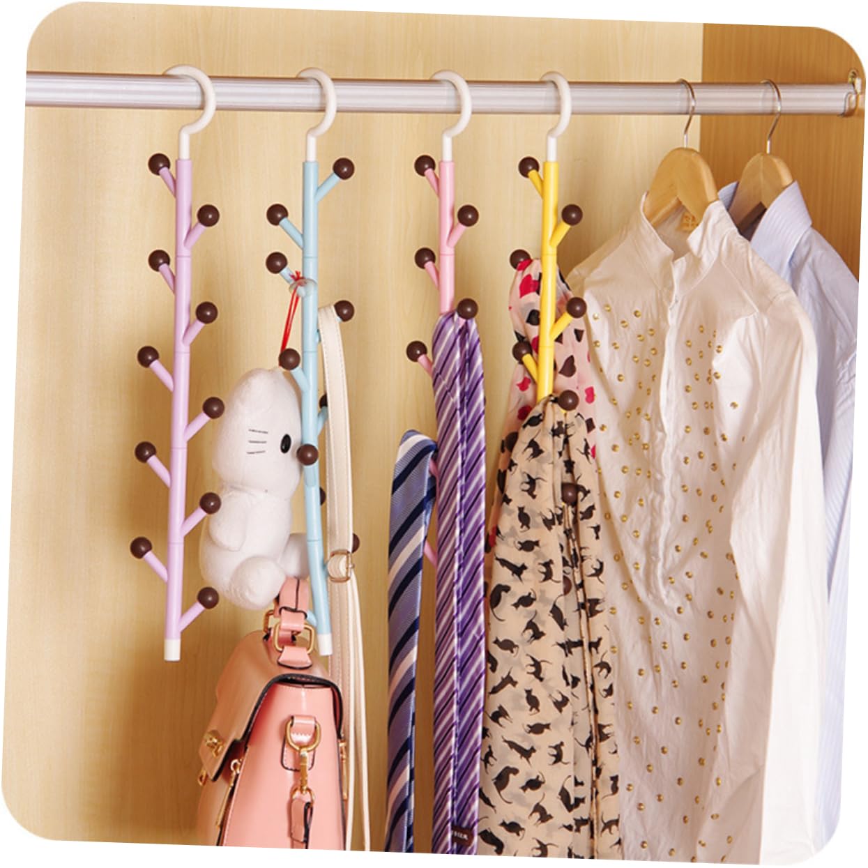 MAGICLULU 3stücke Rotierender Haken Organizer Für Schals Krawatten Gürtel Und Hüte Drehbar Platzsparendes Design Für Kleiderschrank Langlebigem Gelb