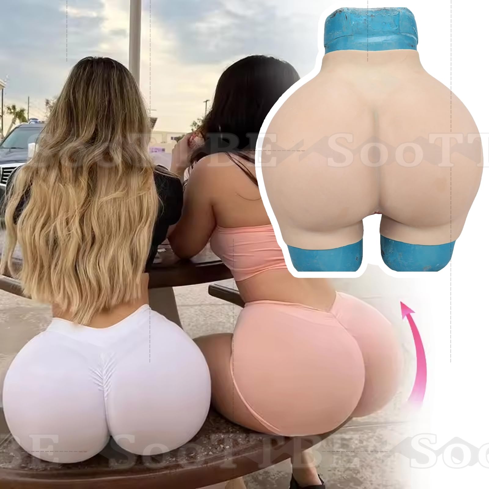 Vollsilikon-Verdickte HöSchen, Gepolsterte Push-Up-Boxershorts, HüFtlifting-Kontrollformer-UnterwäSche füR Frauen, Cosplay