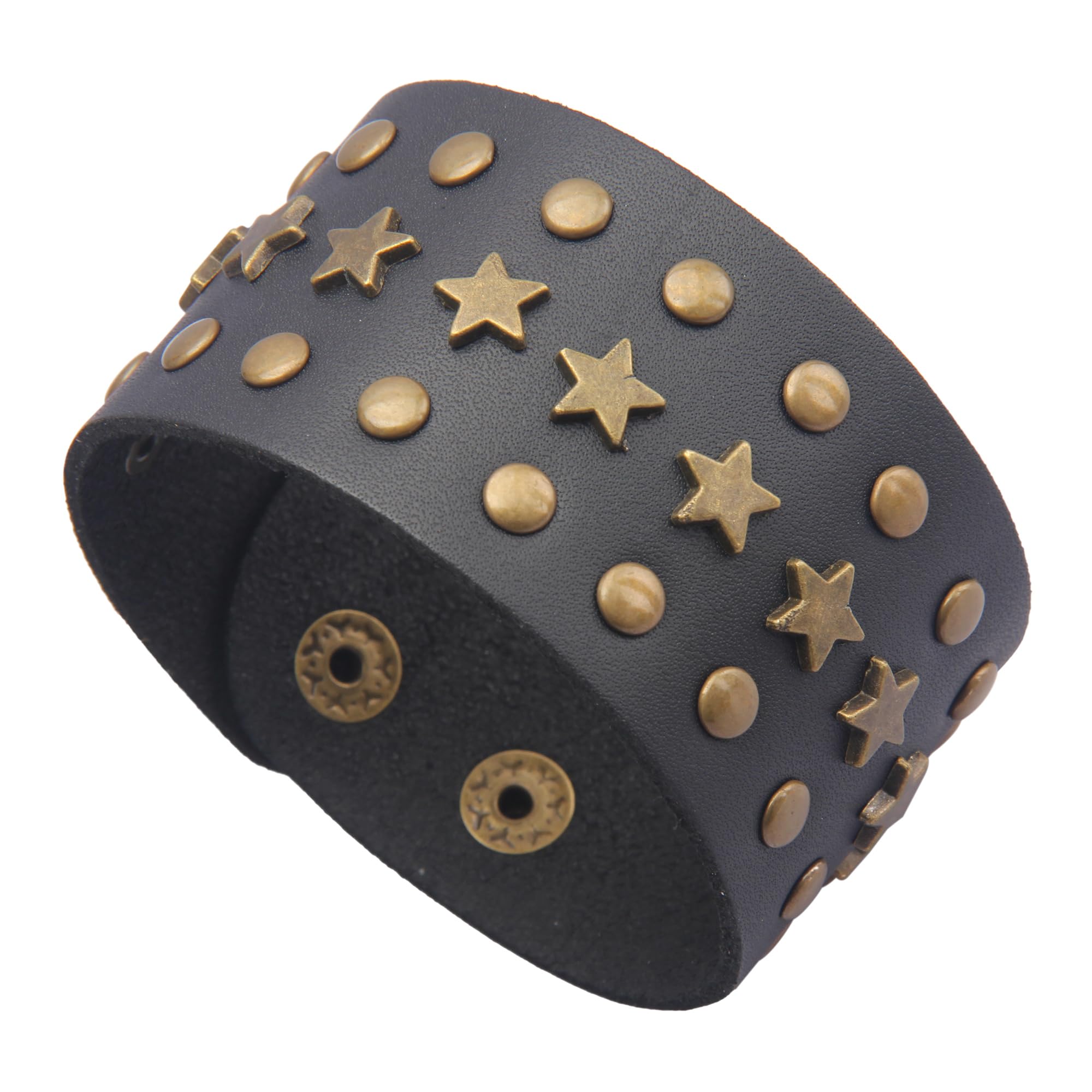 Jeilwiy Punk Leather Wristbands for Men Bracelets Handmade Wide Cuff Bangle Braided Jewelry Black Brown Adjustable - Punk Father's Gifts