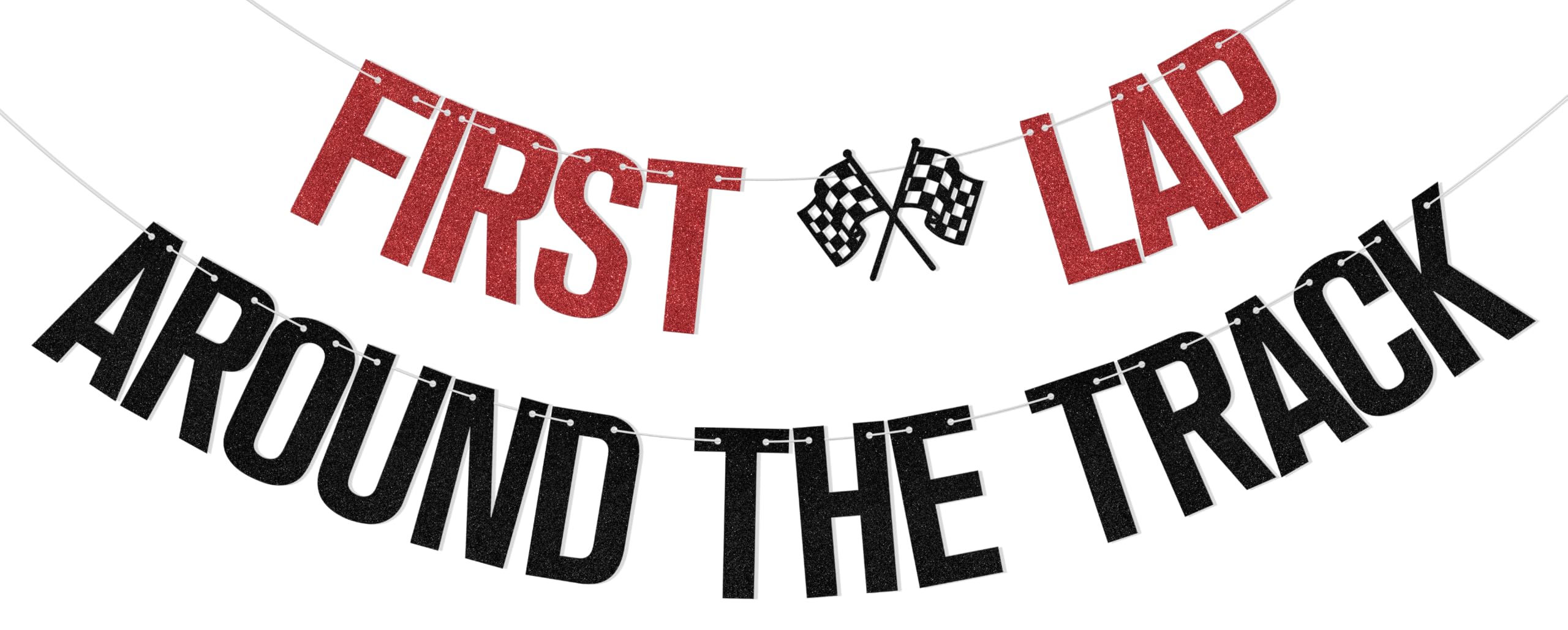 Aumccxz First Lap Around The Track Banner Fast One Birthday Decorations Racing Car theme 1st Birthday Decorations for Boys Red & Black