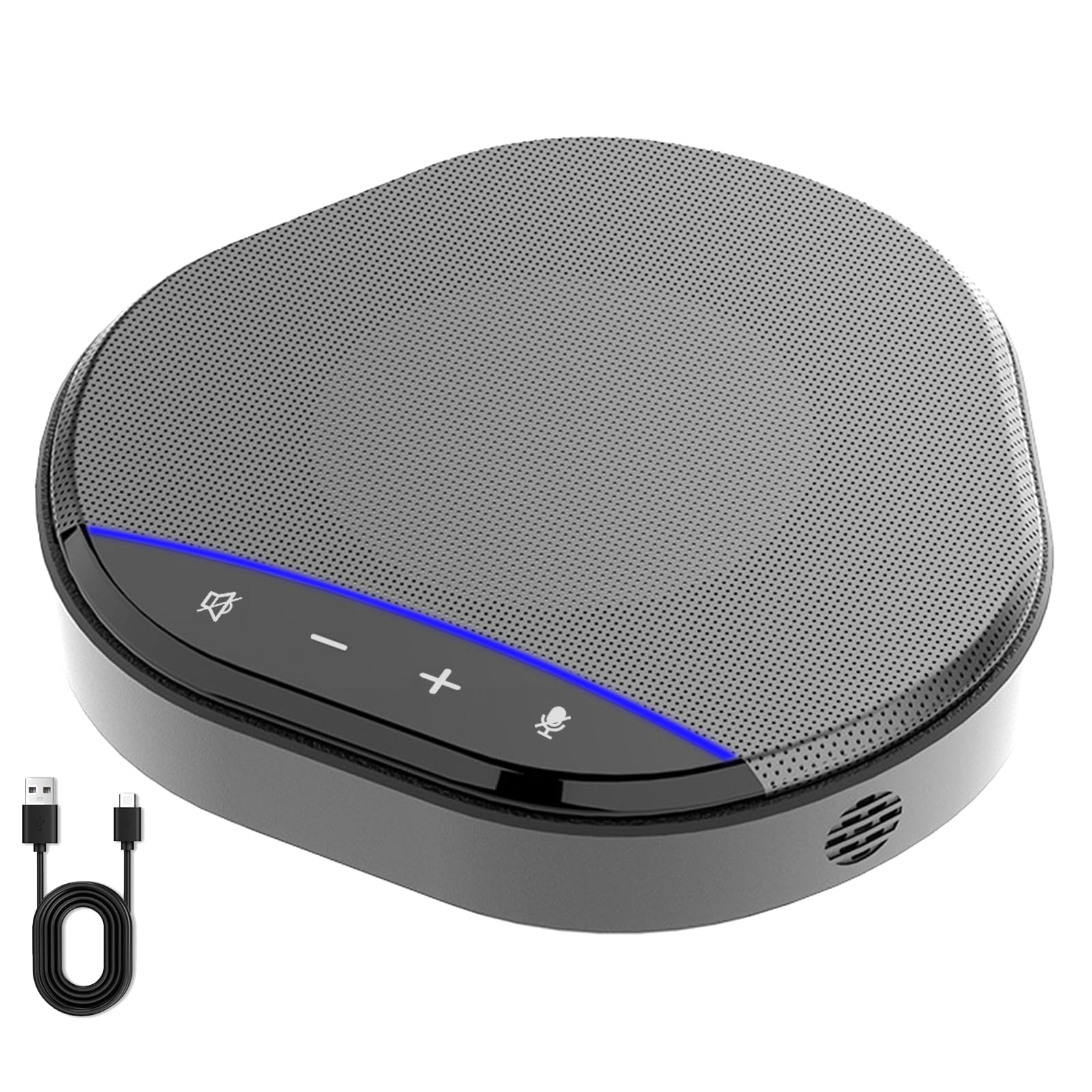 Altoparlante e microfono per conferenze, pickup vocale migliorato a 360° con 2 microfoni AI, riduzione eco e rumore, vivavoce Plug & Play USB-C per chiamate Zoom Skype Teams, per casa ufficio e sala