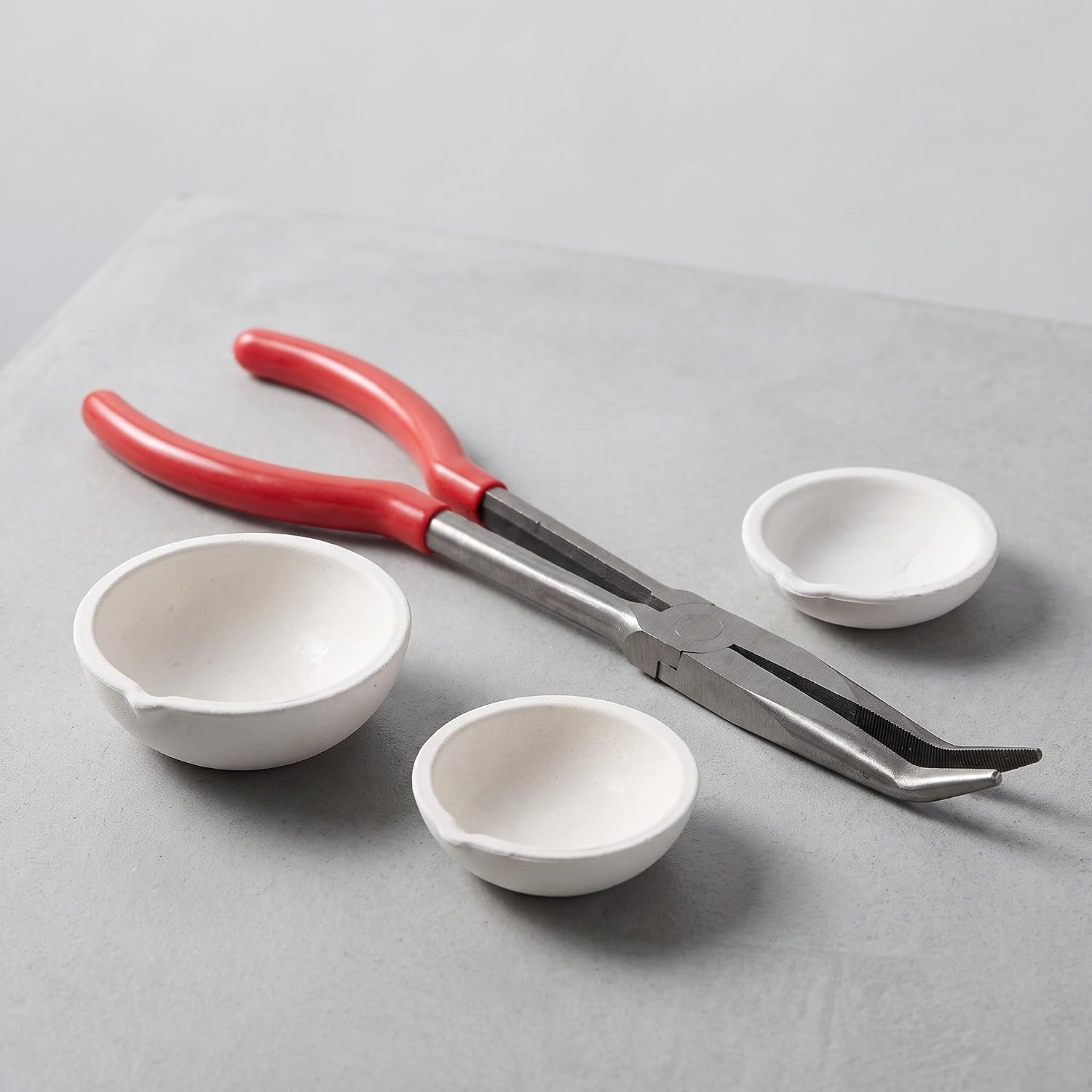 Toddmomy 1 Set Quartz Crucible Bowls with Tong, 500g 250g 100g | Metal Melting Crucible Dish, Heat-Resistant for Jewelry Foundry, Metal Casting & Melting Applications, Fit Home, Studio