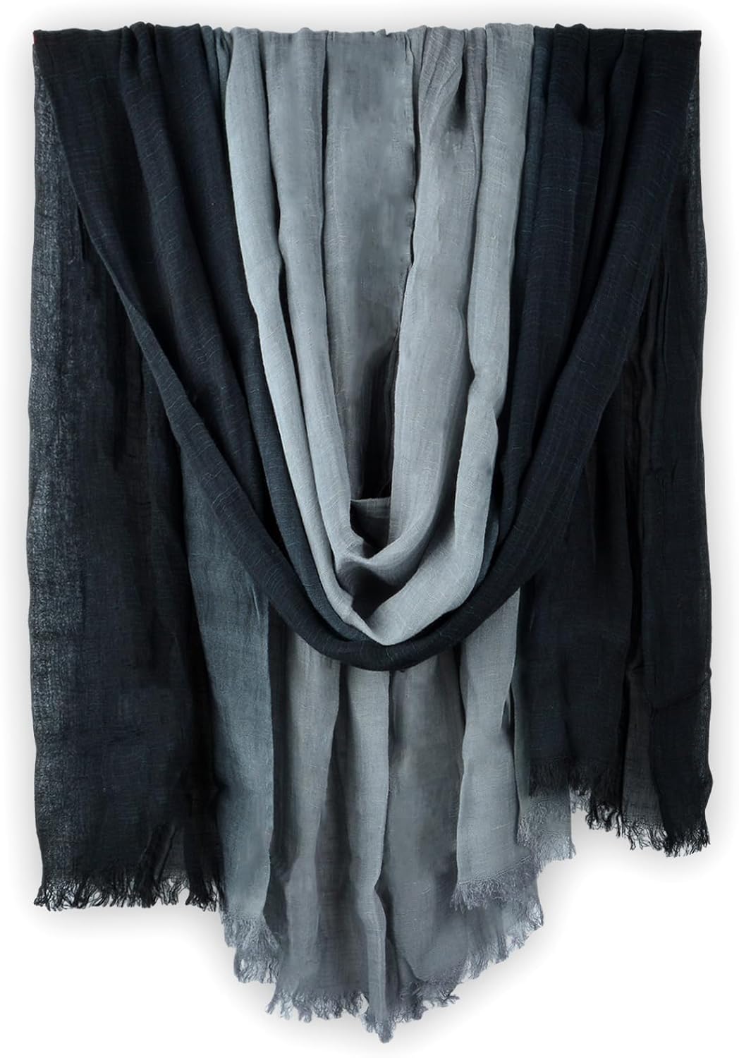 Two-tone Linen Scarf for Women Lightweight Summer Wrap Cotton Shawl Beach Travel Pashmina Gauze 75"×35"