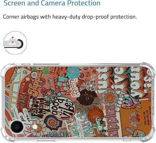 Miniatura 5 de Funda psicodélica hippie psicodélica compatible con iPhone XR, funda retro Groovy Good Vibes para iPhone XR, funda de TPU suave y moderna