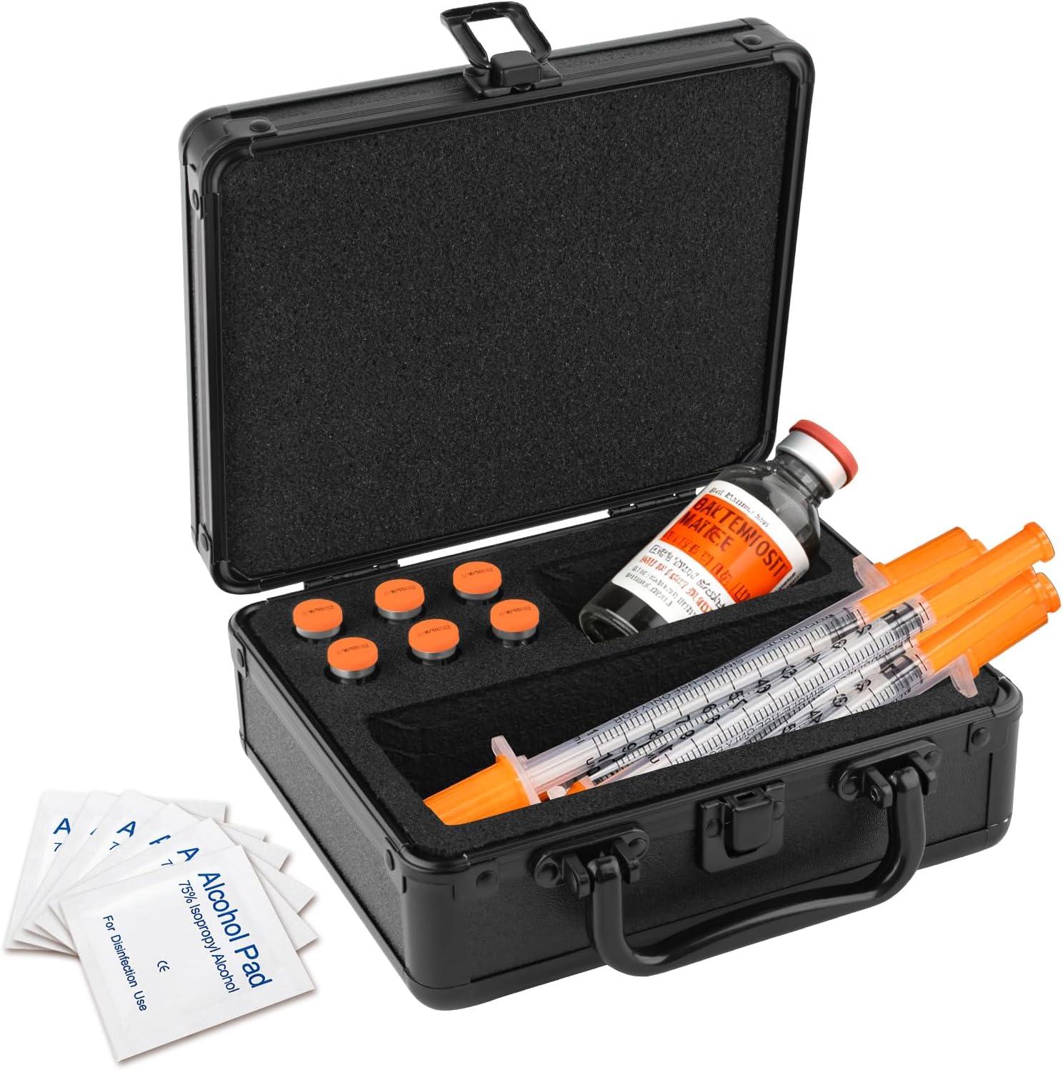 Dual 3ml and 30ml Peptide Case for Fridge, Vial Holder with Ultra-Thick Sponge, Large Room for Syringes and Skin Prep Wipes