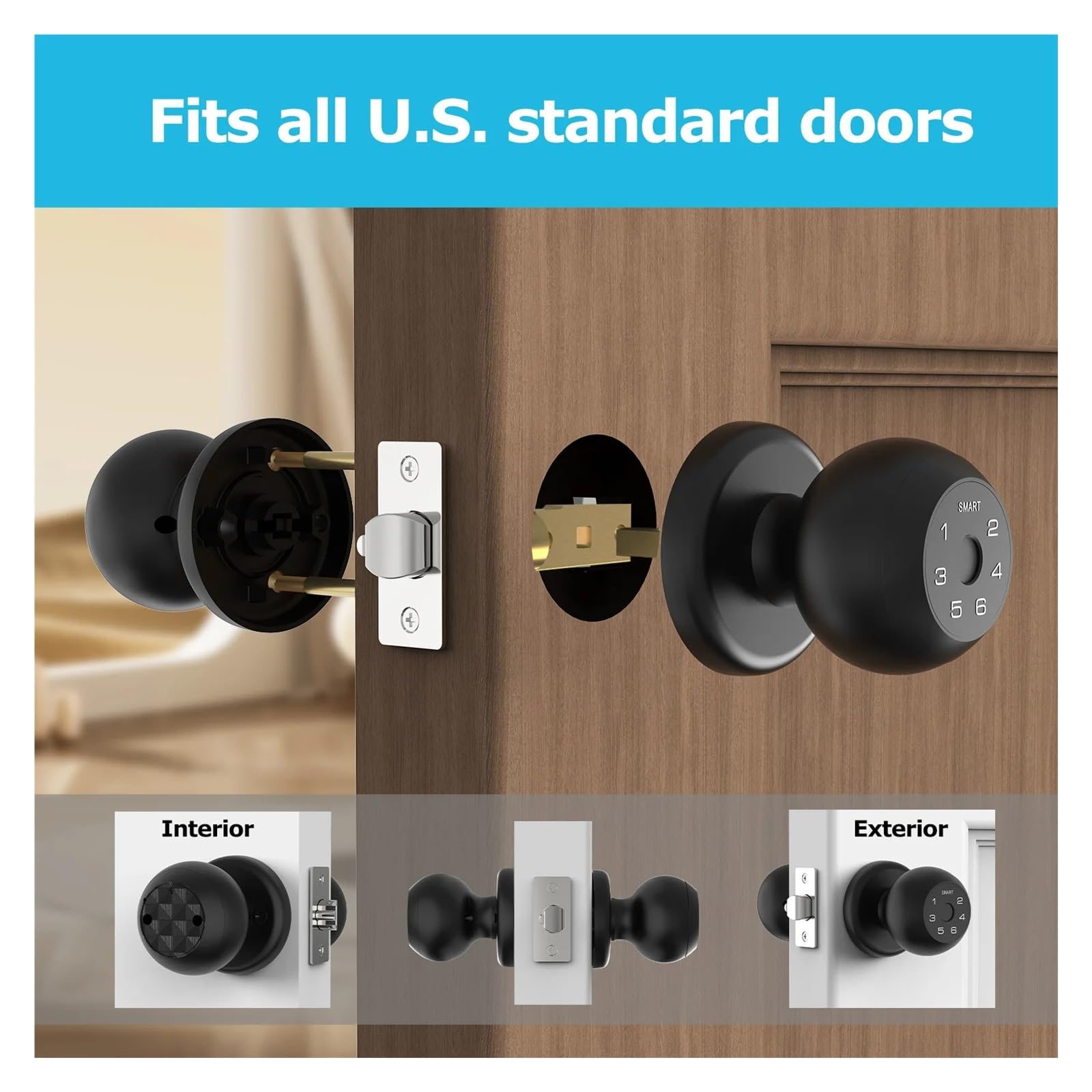 Smart Lock - Cerradura de puerta con huella dactilar, control de aplicación, interfaz tipo C, código de acceso