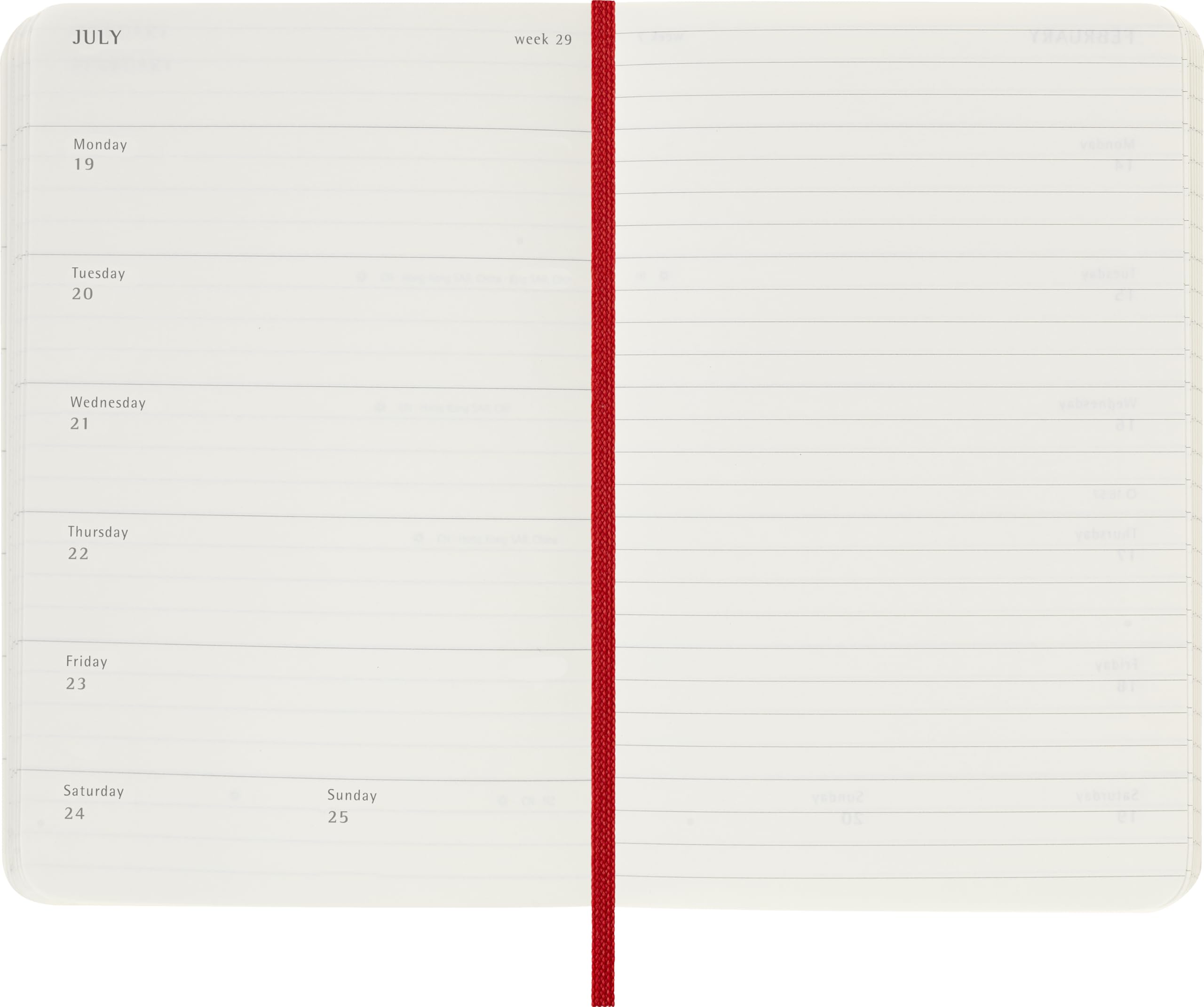 Moleskine Wochenkalender 2027, 12-Monats-Planer mit Platz für Notizen, Softcover, Elastischer Verschluss, Format Pocket 9x14 Cm, Scharlachrot