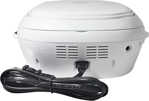 Miniatura 8 de Magnavox MD6924-WH Boombox de CD portátil de carga superior con radio estéreo AMFM en blanco y negro  Compatible con CD-RCD-RW  Pantalla LED  Puerto