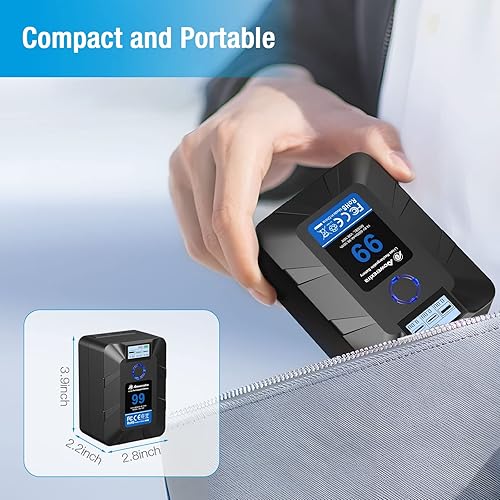 Miniatura 6 de Powerextra Batería pequeña de 99 WH con montaje en V y bloqueo en V con tipo C, D-tap, USB A, micro USB para cámaras, videocámaras, luces LED