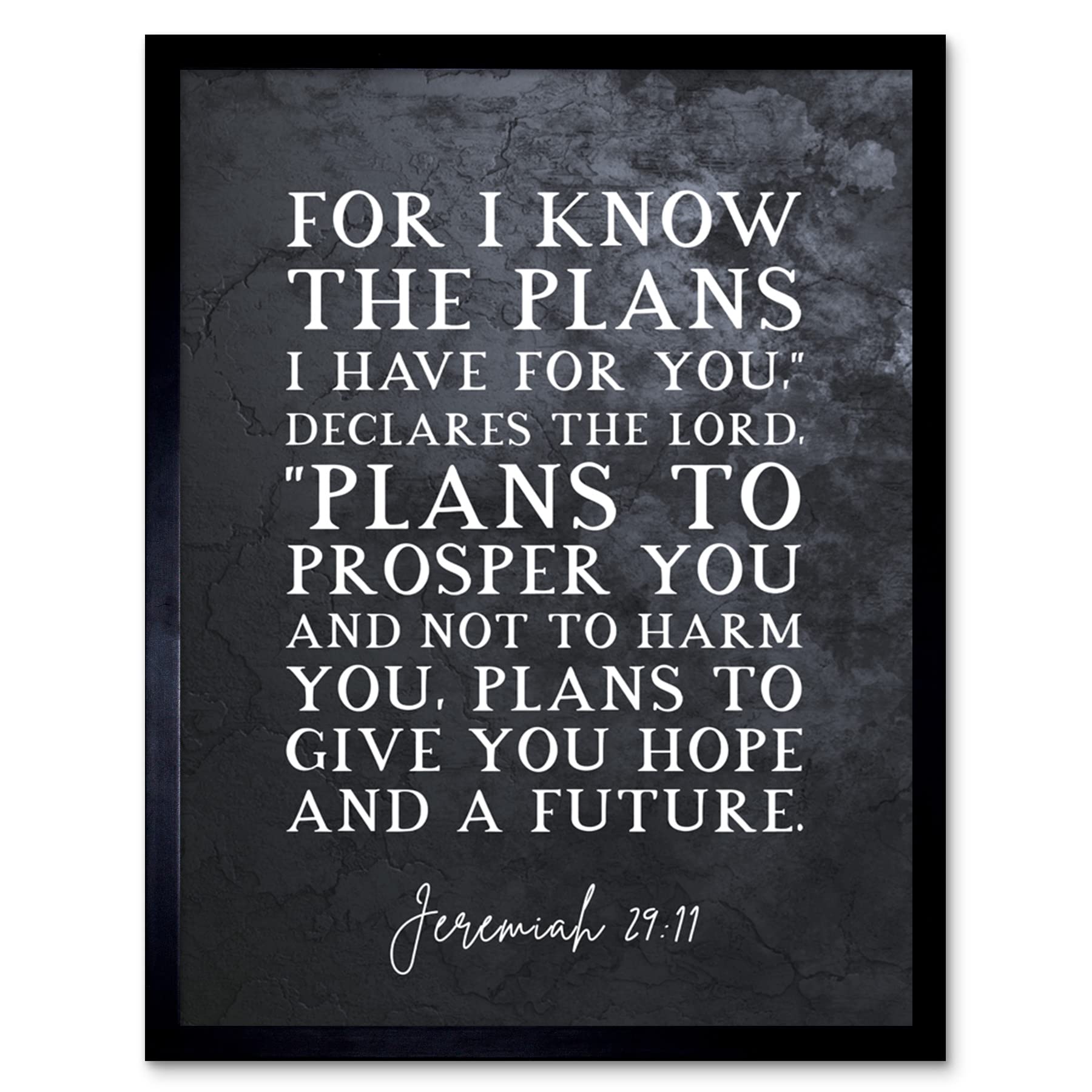 Artery8 Jeremiah 29:11 I Know The Plans I have For You Plans to Give You Hope Christian Bible Verse Quote Scripture Typography Art Print Framed Poster Wall Decor 12x16 inch
