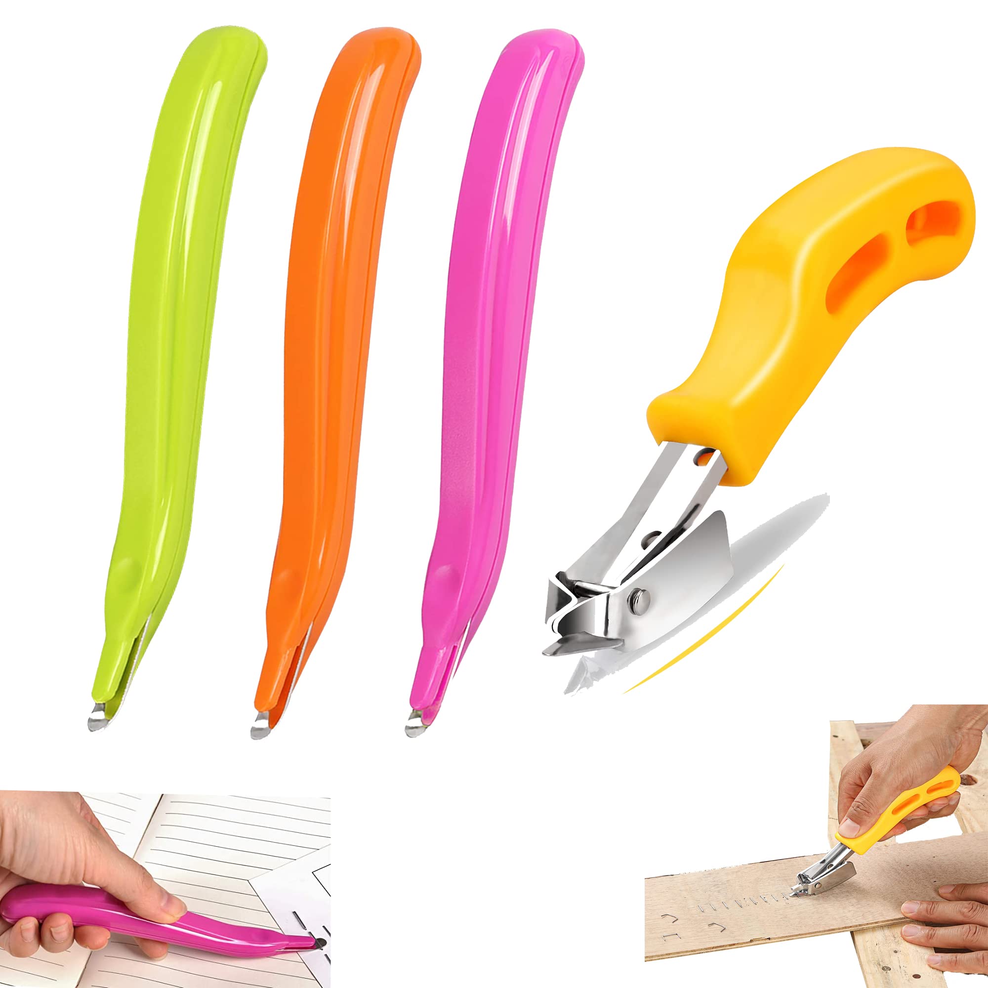 KASTWAVEKASTWAVE Heavy Duty Staple Remover Tool Set - Ergonomic Office & Upholstery Staple Puller for Furniture, Carpet, and Photo Frames (4 pcs) - Cute & Durable Design