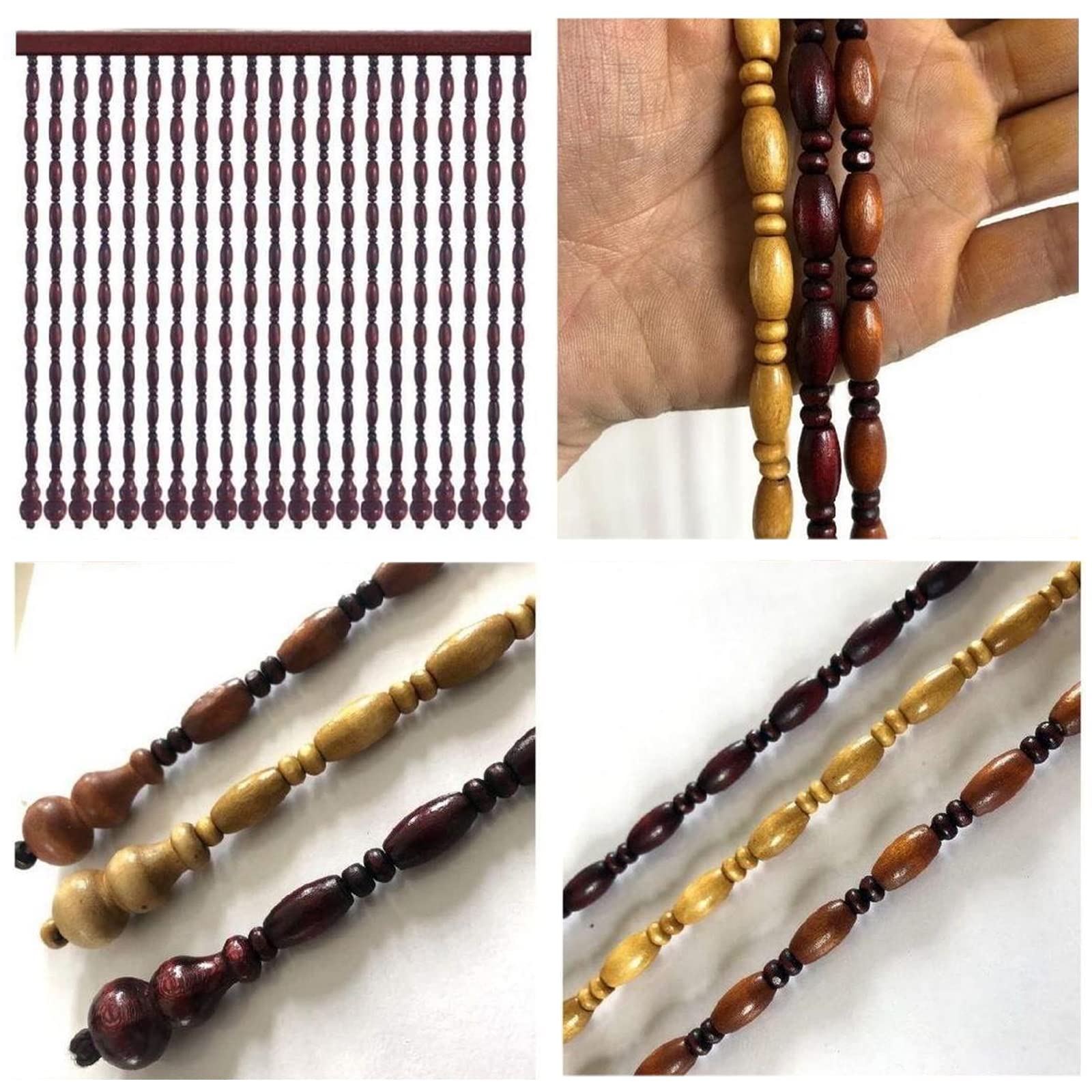 Rideau de Porte Suspendu,Rideau de Perles en Bois Naturel,Fait à la Main,Rideaux Decore Votre Chambre pour Maison,Salon,Chambre à Coucher,avec Accessoires,Personnalisable (41 strands 80x200cm)