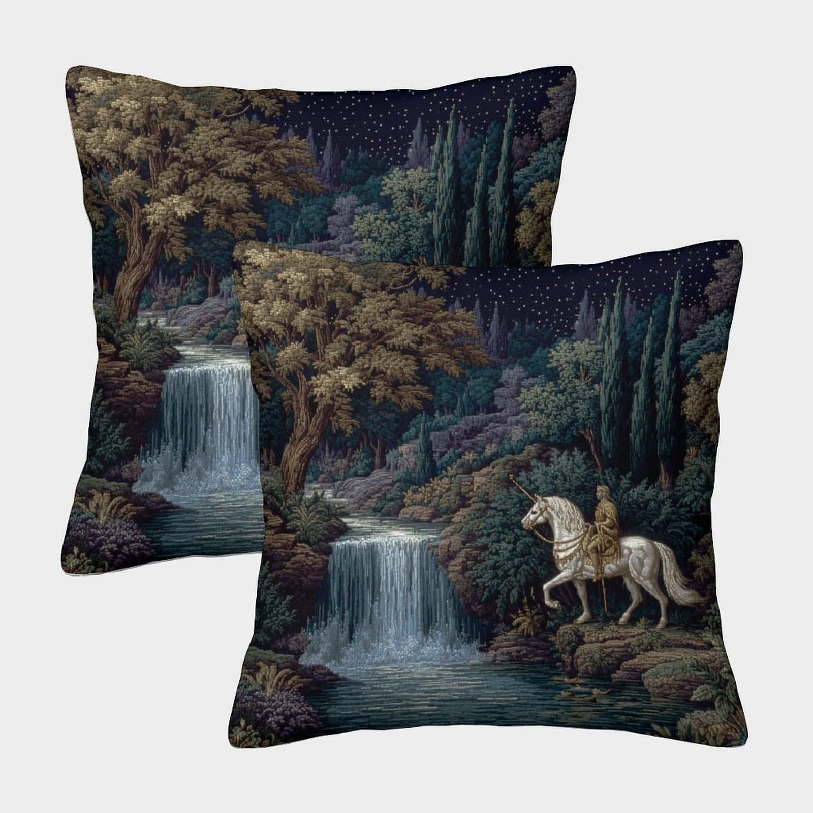 kaiyun 2 Pack 40x40cm Pillow Cases,Waterfall, Rider Decorative 3D Printed Cushion Cover,sofa Bed Decorative Cushions