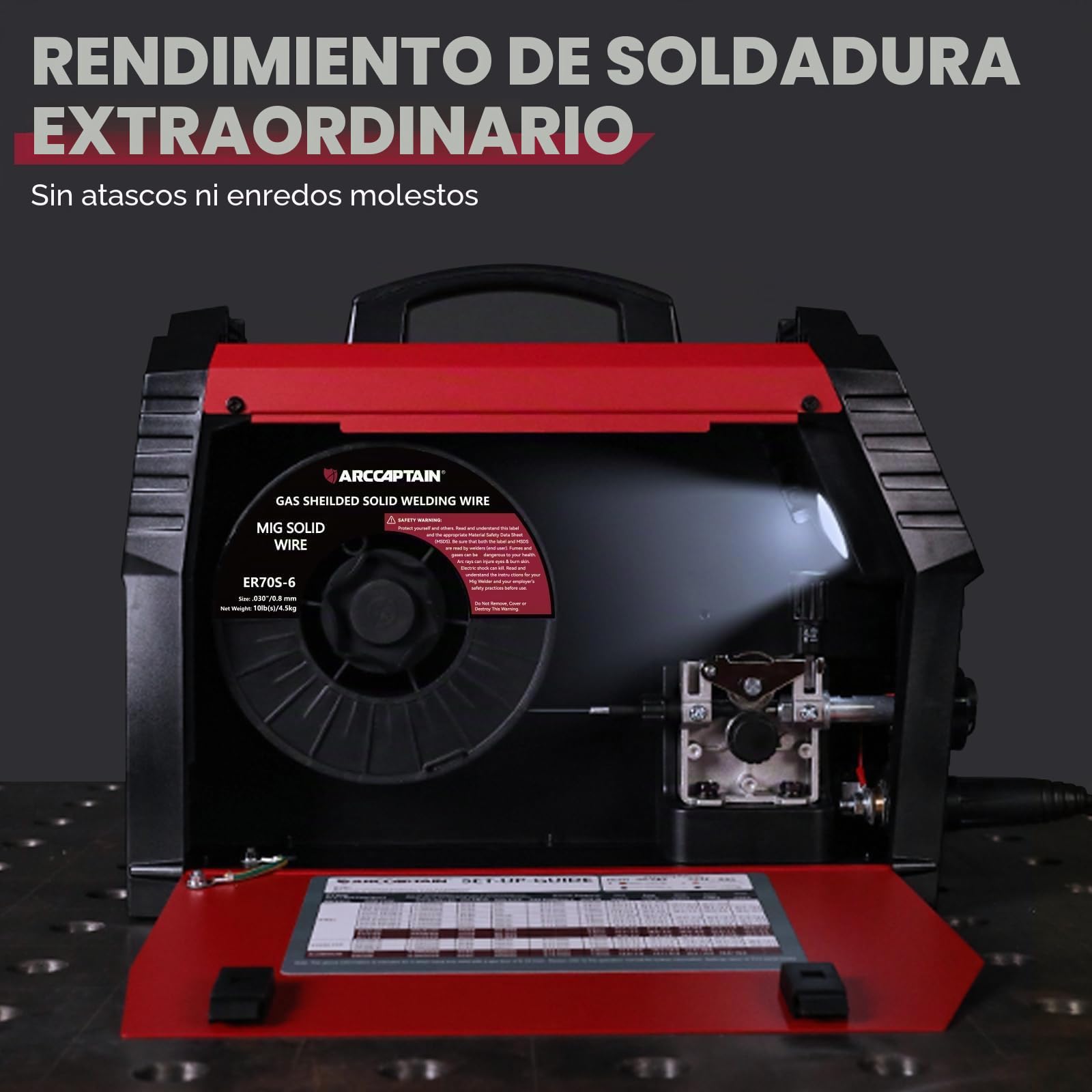 ARCCAPTAIN Alambre de soldadura MIG, 0.030 4.5kg Alambre MIG ER70S-6 4.5kg Alambre de soldadura MIG de bajo salpicadura de acero al carbono sólido con gas Compatible con Lincoln Miller Forney Harbor