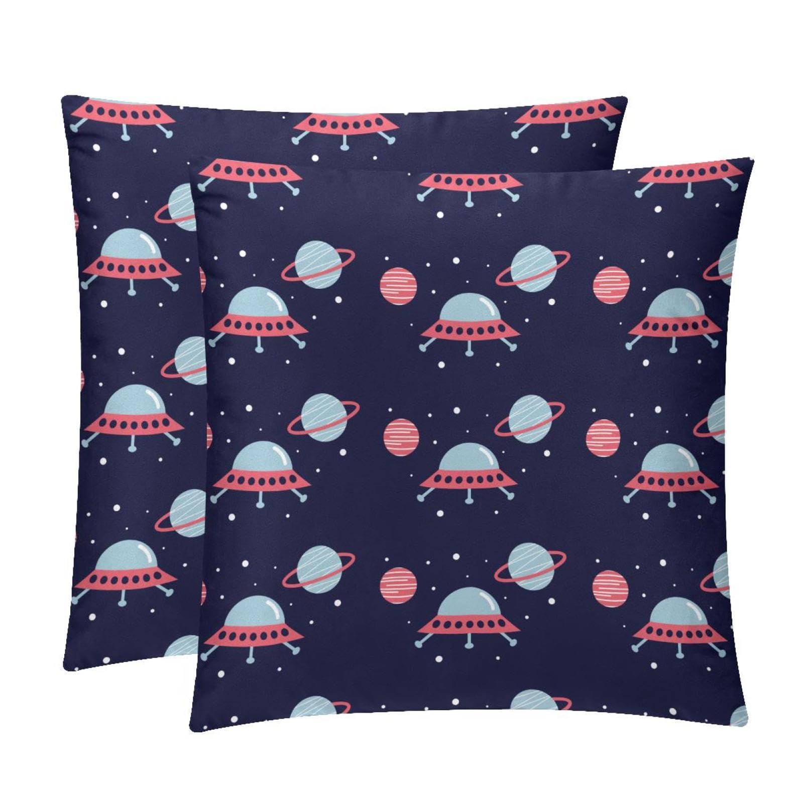 TDGKPZ Planets Spaceship Throw Pillow Covers 2 Pack Pillowcases Soft Cozy Pillow Cases For Couch Bed Sofa 45x45cm