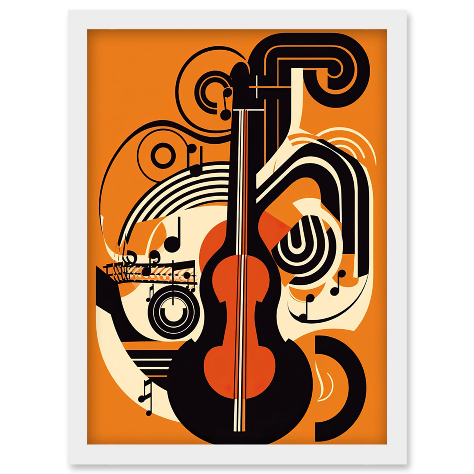 Artery8 Abstract Guitar Graphic Music Poster Illustration Artwork Framed Wall Art Print A4