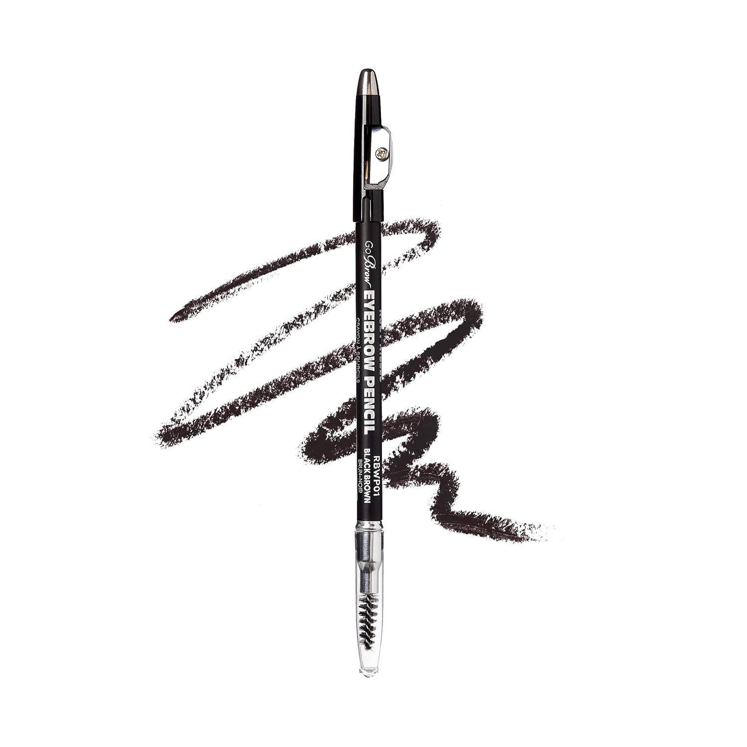 Ruby Kisses GoBrow Eyebrow Pencil, Sharpenable, Longwear, Long Lasting Eyebrow Wooden Pencil for Natural-Looking Brows 3 PACK (Black Brown)