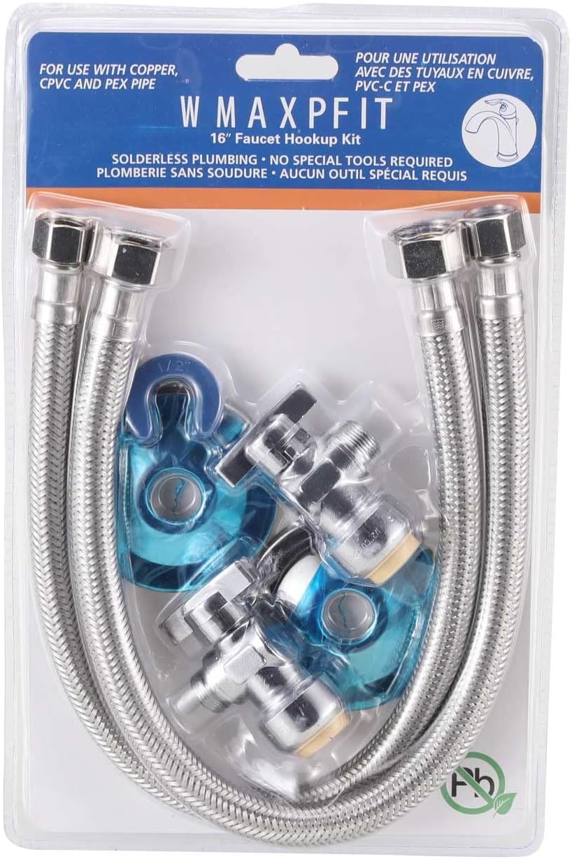 WMAXPFIT Faucet Connector Set, Water Supply Line Kit With 2pcs 1/2 inch ...