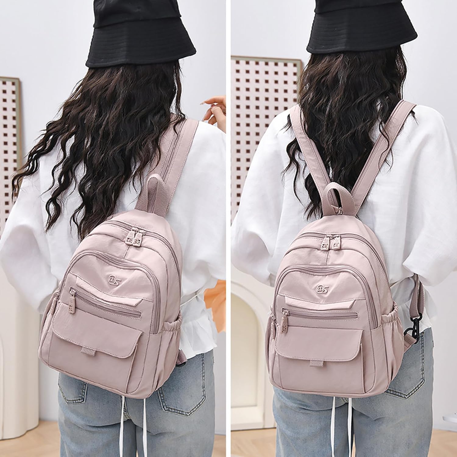 O-TBOST Convertible Sling Bag for Women Small Backpack Purse Travel Chest Bag Casual Daypack (Pink)