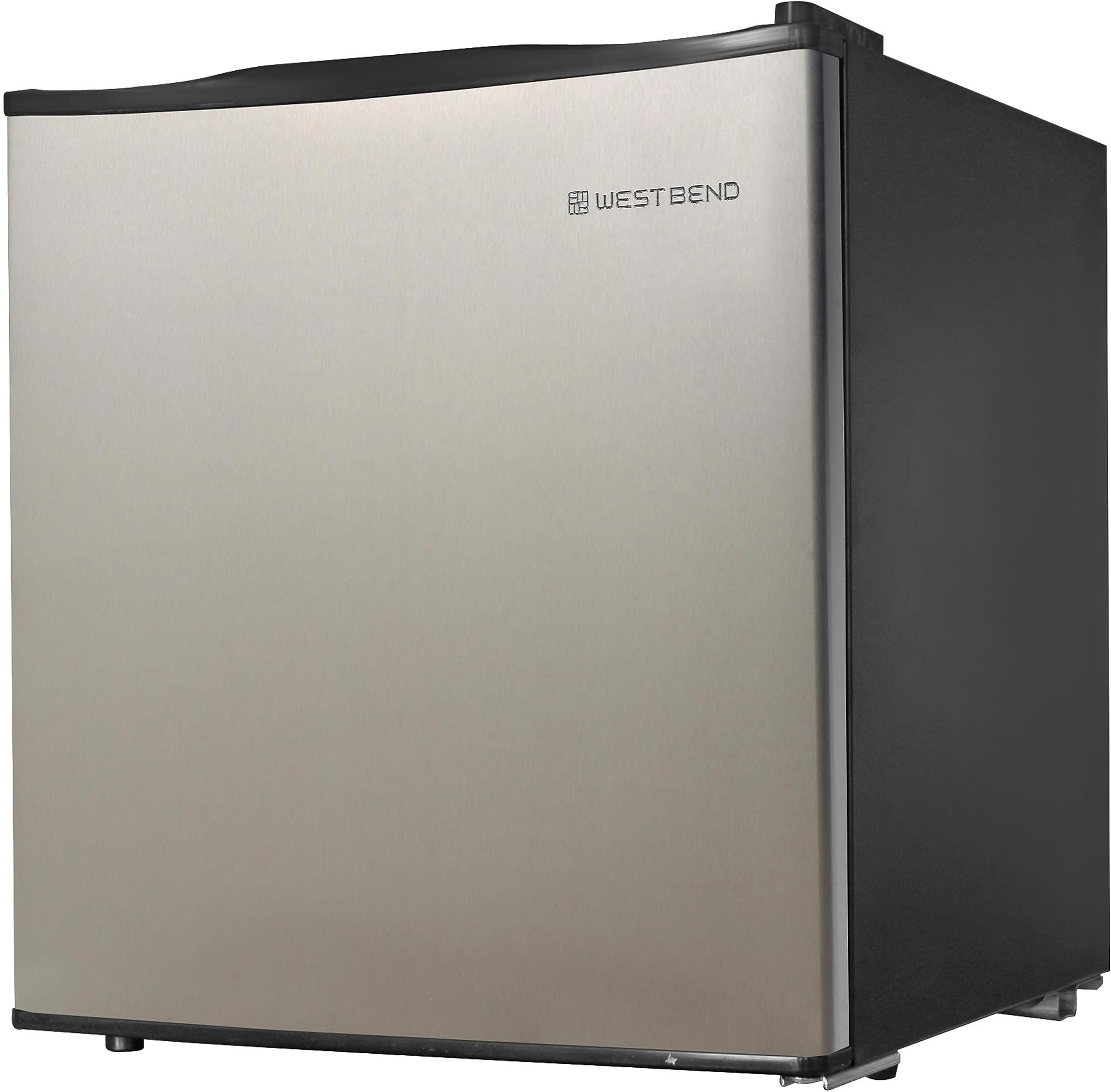 West Bend Mini Fridge Compact Refrigerator for Home Office or Dorm, Auto Defrost with Reversible Door, Energy Star Rated, 1.7-Cu.Ft., Metallic