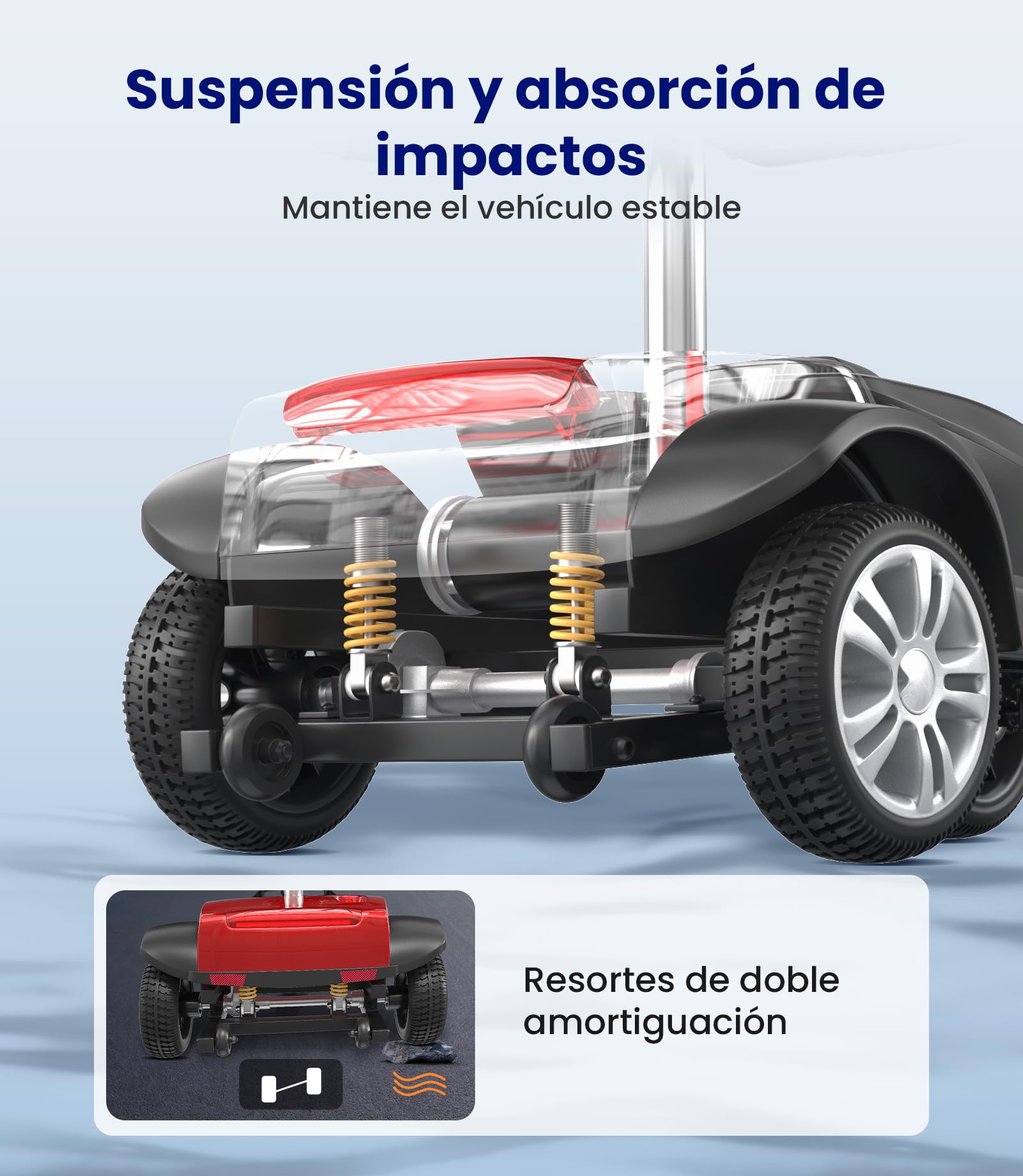 VOCIC D51 Scooter de movilidad plegable 136KG,Movilidad scooter de 4 ruedas estable Rojopara personas mayores de alcance de 15KM con Neumáticos Antipinchazos para todo terreno,apoyo 5 Años| Rojo