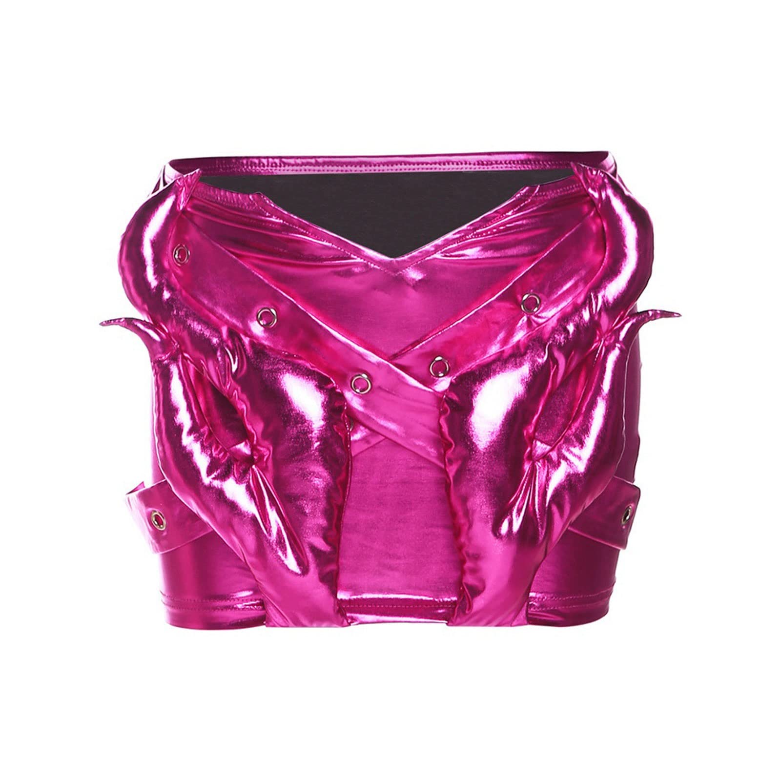 HRTLSSShort Skirt Bright Leather Low Waist Skirt For Women Street Trend Design Personality Motorcycle Bottoms Party Outfit (Size : S)