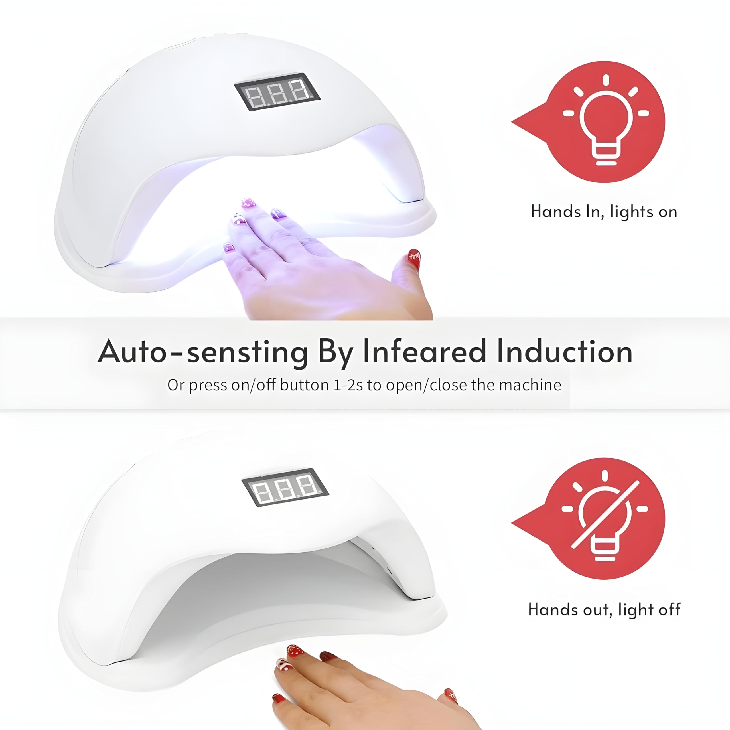 Trendy Look Professional UV Lamp for Nail Paint | Nail Paint Dryer Machine for Quick Drying | UV Nail Polish Dryer | 48 WTrendy Look 48W LED UV Nail Lamp – Fast Drying Gel Nail Light for Manicure & Pedicure with Auto Sensor & 3 Timer Settings (48 W LED UV LAMP) - Image 4 thumbnail