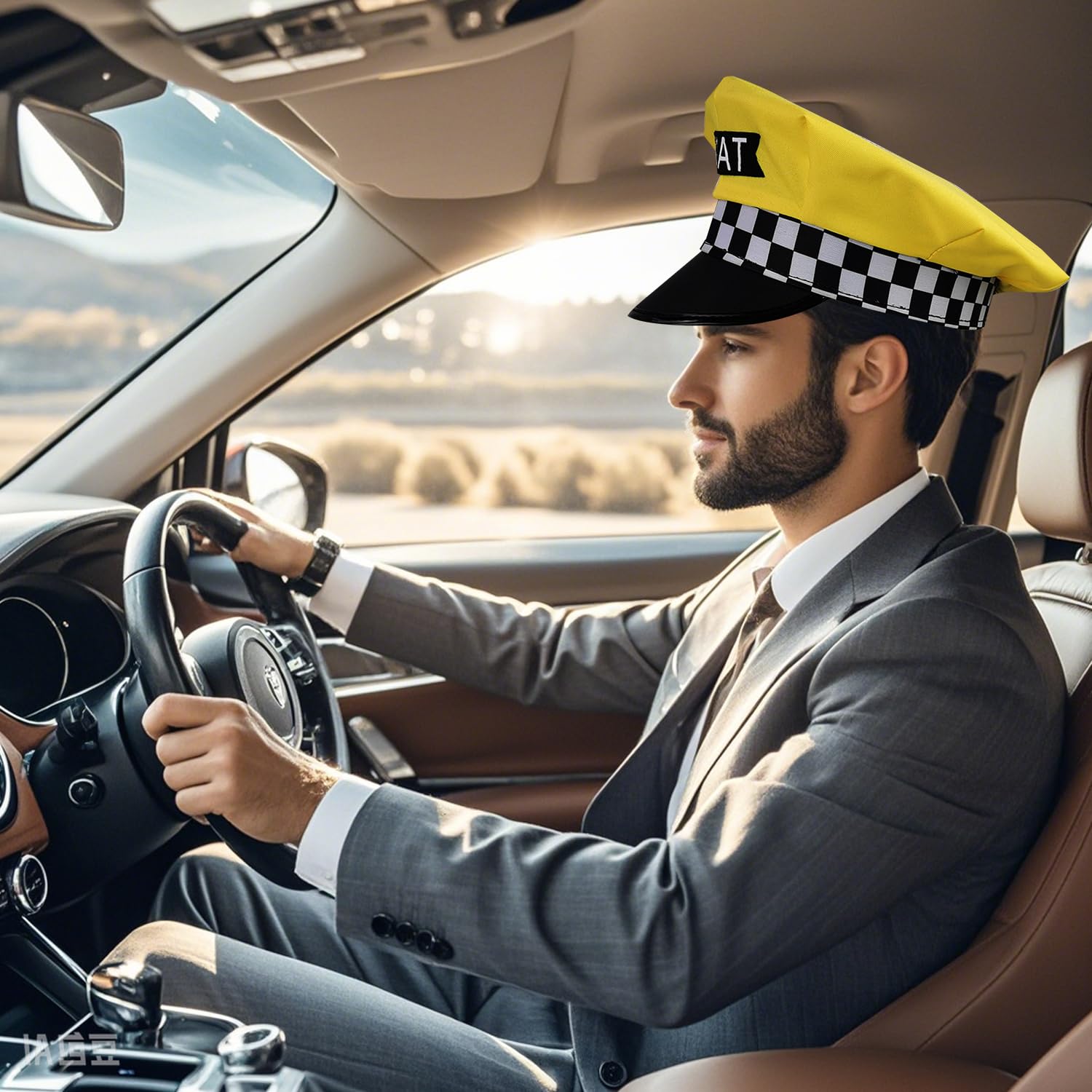 BORFUE Taxi Hat Limo Driver Hat Novelty Driver Costume Chauffeur Costume Men Woman for Cosplay Theme Party - Image 4